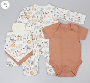 5 Piece Baby Boy Gift Set - Lion Print