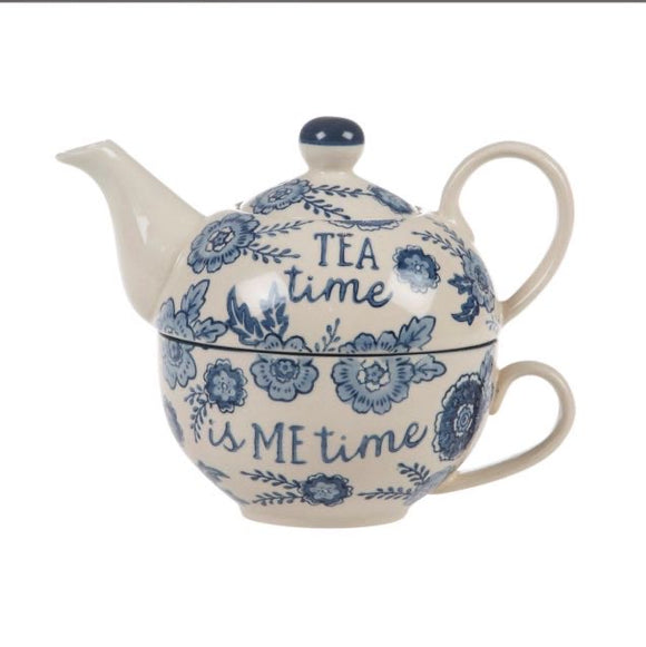 Blue Willow Floral Tea For One - Sass & Belle
