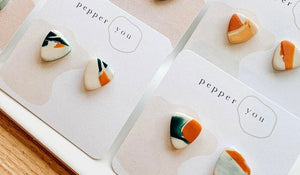 Handmade polymer clay pebble earrings from pepper you