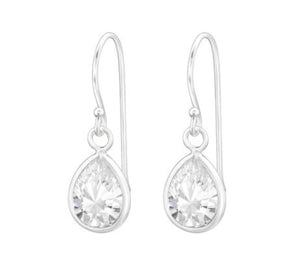 Teardrop Crystal Sterling Silver Drop Earrings