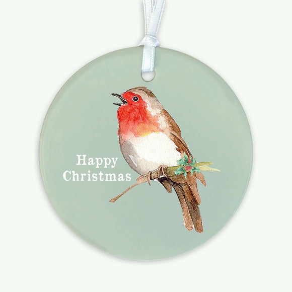Robin Hanging Decoration - Happy Christmas