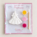 Paint Your Own Princess craft kit with plaster princess, three paint pots and brush in a cellophane pack