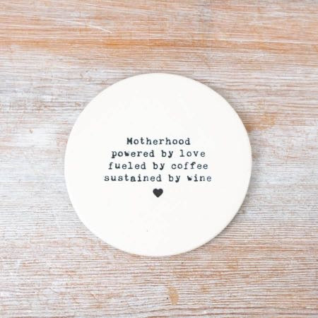 Motherhood Powered By Love, Porcelain Coaster