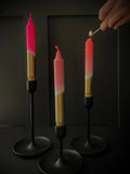 Neon Pink, Neon Coral, Pink & Gold Dip Dyed Dinner Candles