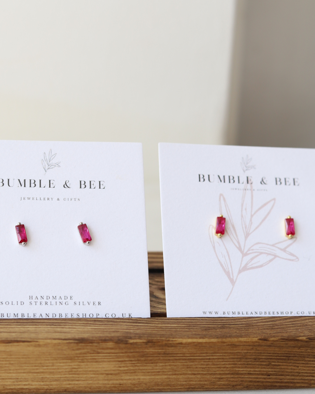 Rectangle Sparkle Stud Earrings in Sterling Silver/ Gold