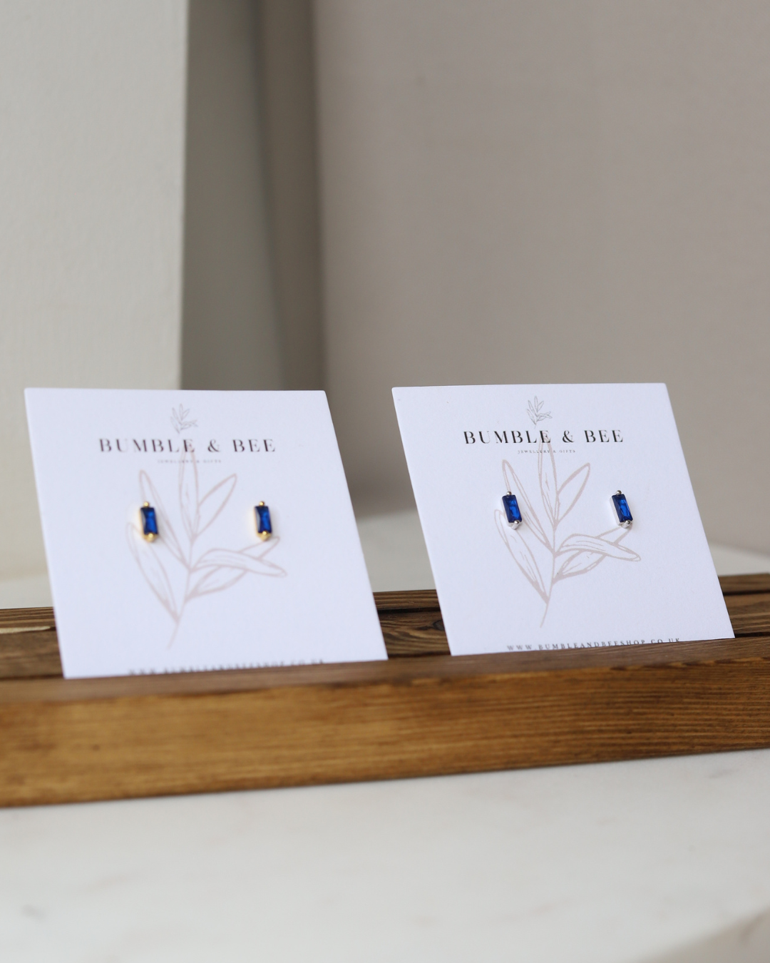 Rectangle Sparkle Stud Earrings in Sterling Silver/ Gold