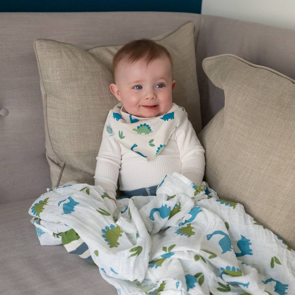 Ziggle Baby Bandana Bib — Dinosaur Print, Dribble Bib for Babies & Toddlers