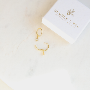 Sparkle Drop Huggies Sterling Silver | 18k Gold