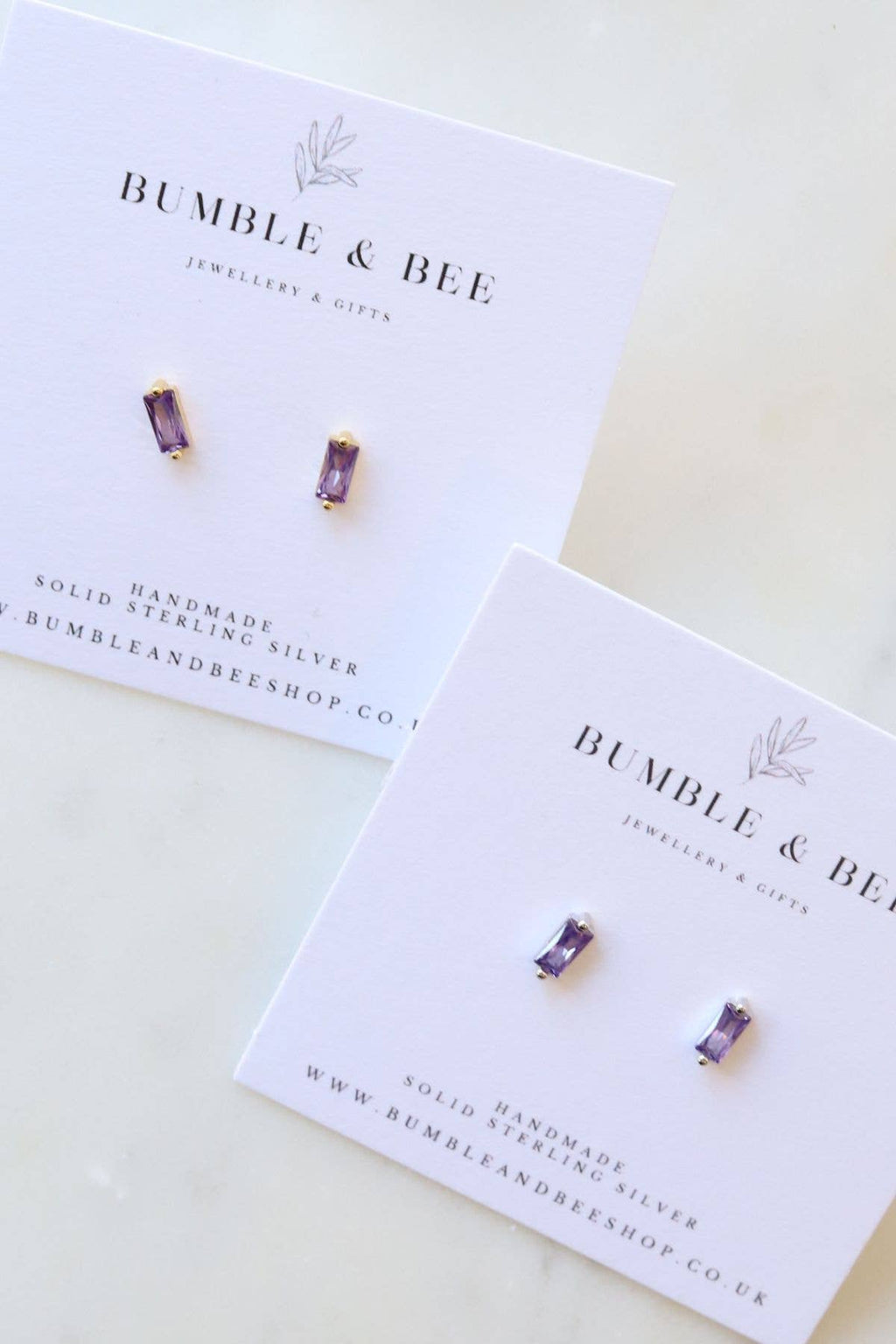 Rectangle Sparkle Stud Earrings in Sterling Silver/ Gold