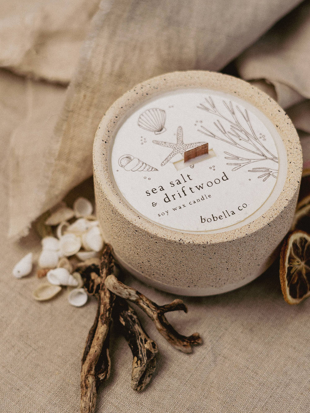 Rose & Lemon Leaf Stoneware Soy Wax Candle with Wooden Wick