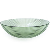 Large Green Ridged Glass Bowl