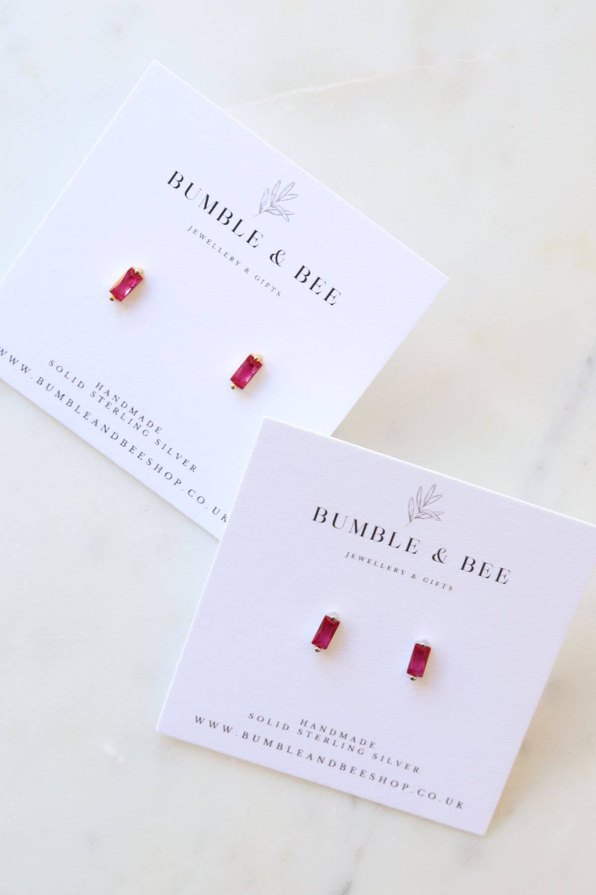 Rectangle Sparkle Stud Earrings in Sterling Silver/ Gold