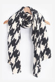 Black & Cream Houndstooth Midweight Scarf