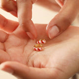 Enamel Striped Huggie Hoop Earring: Red/Pink