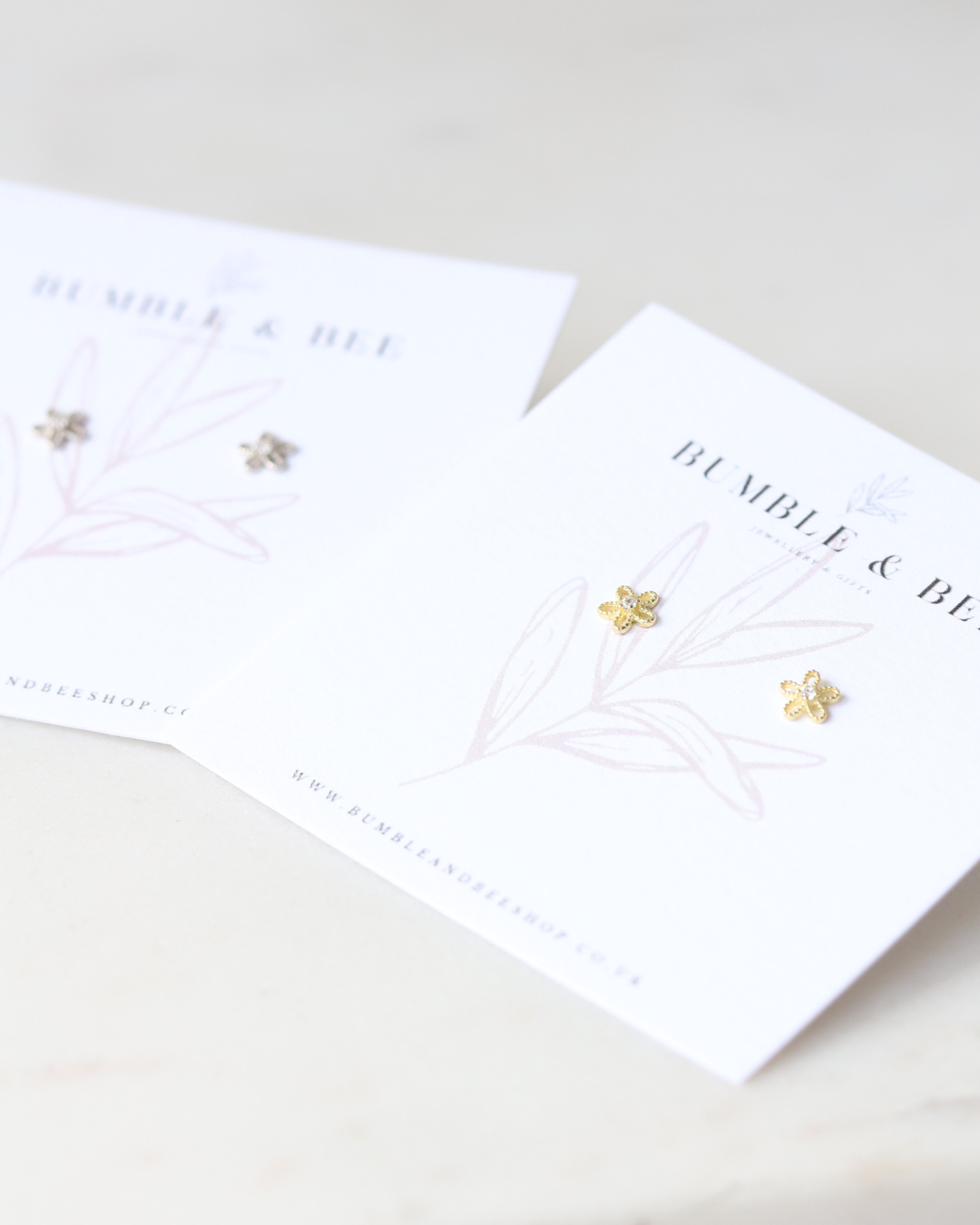 Sparkle Daisy Stud Earrings in Sterling Silver / Gold