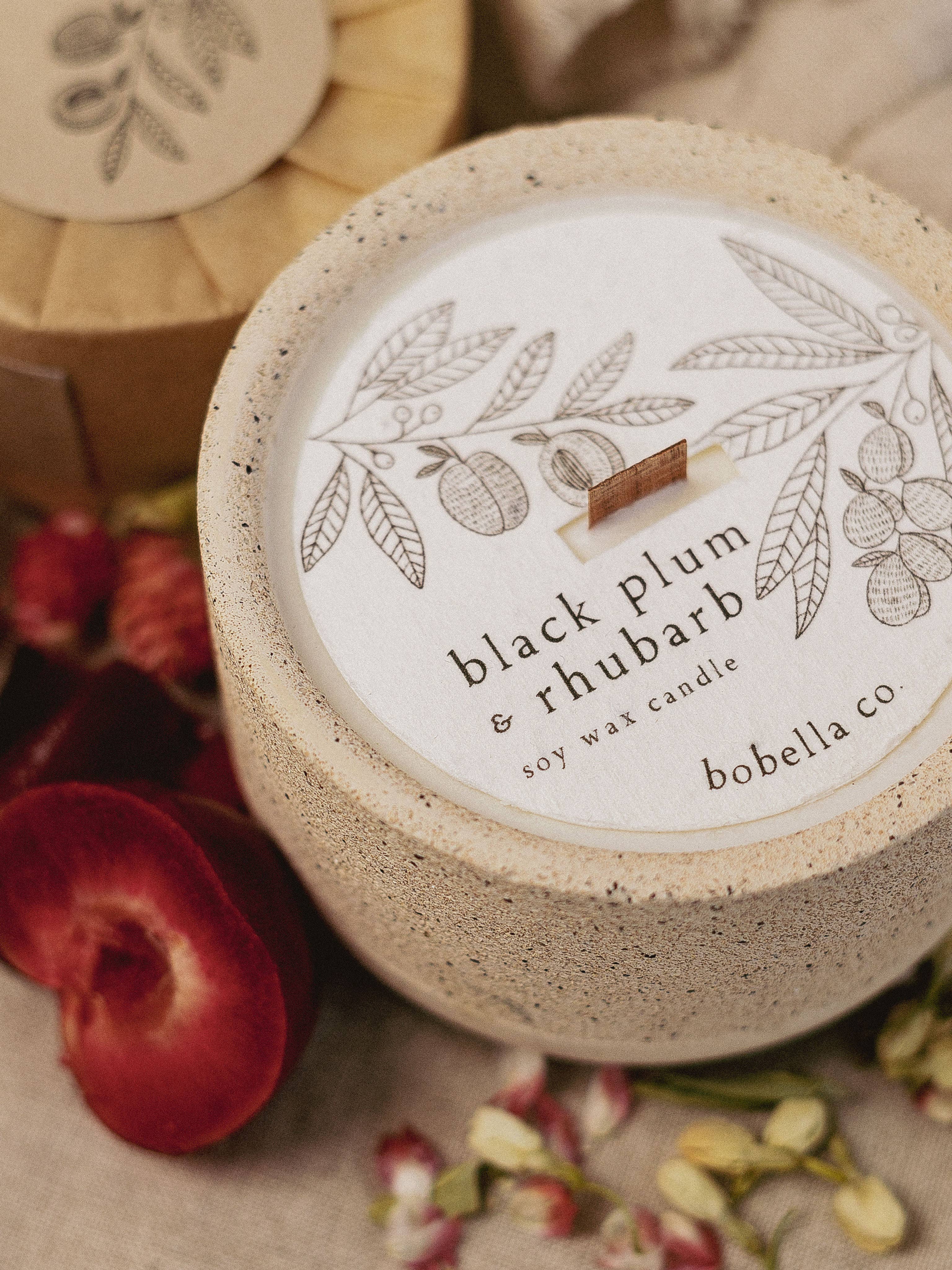 Rose & Lemon Leaf Stoneware Soy Wax Candle with Wooden Wick