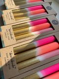 Neon Pink, Neon Coral, Pink & Gold Dip Dyed Dinner Candles