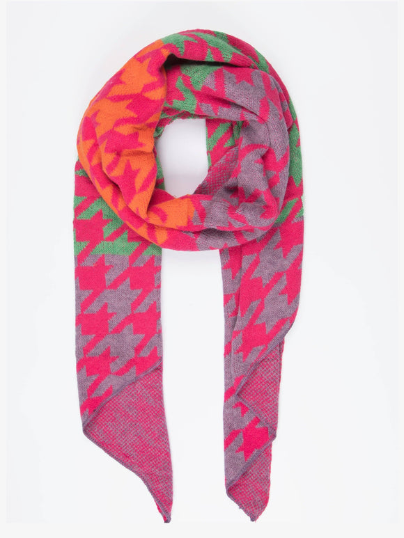 Jana Heavyweight Scarf - Blue/Fuchsia, Houndstooth