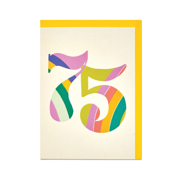 Age 75  birthday Card - Psychedelic Colours