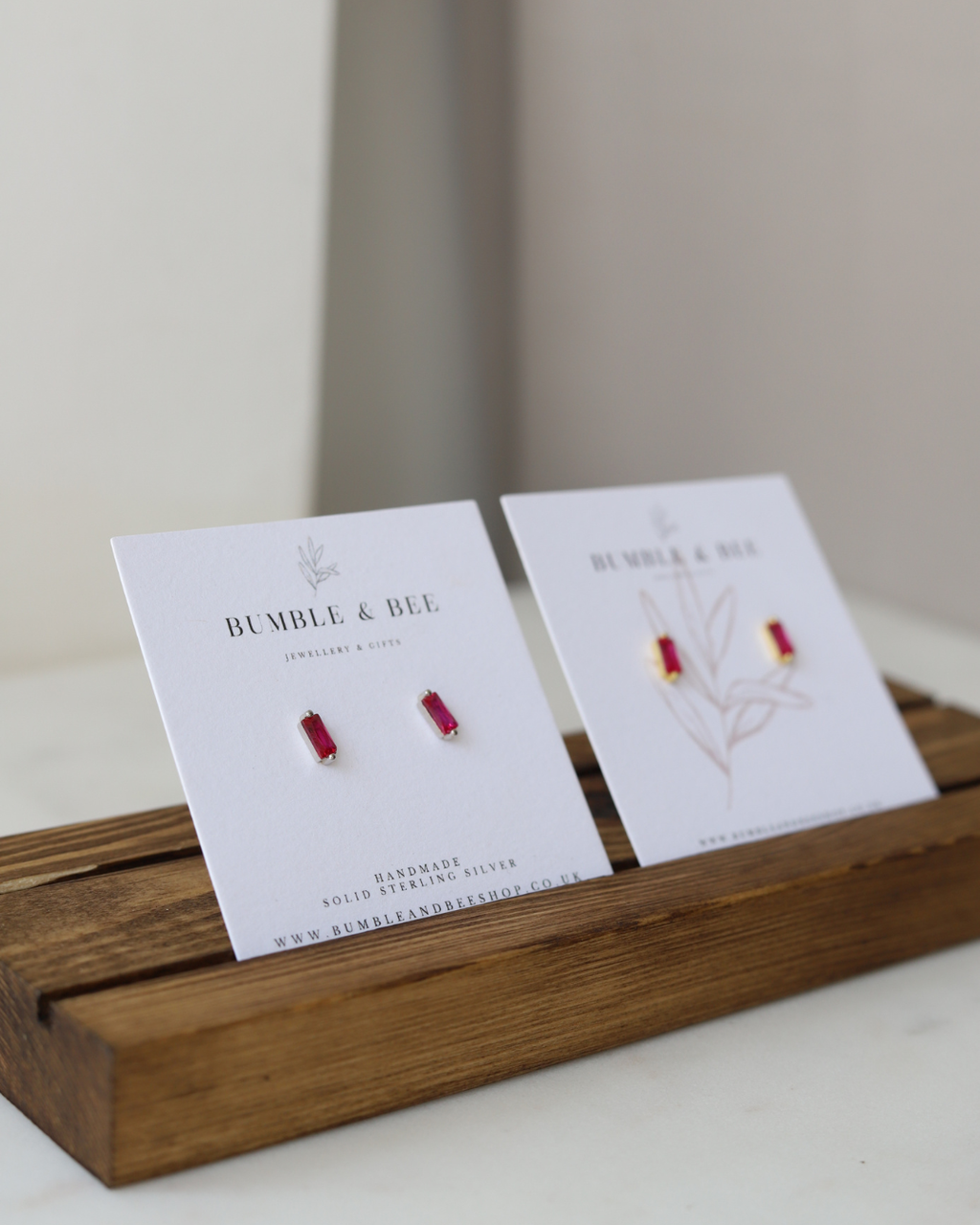 Rectangle Sparkle Stud Earrings in Sterling Silver/ Gold