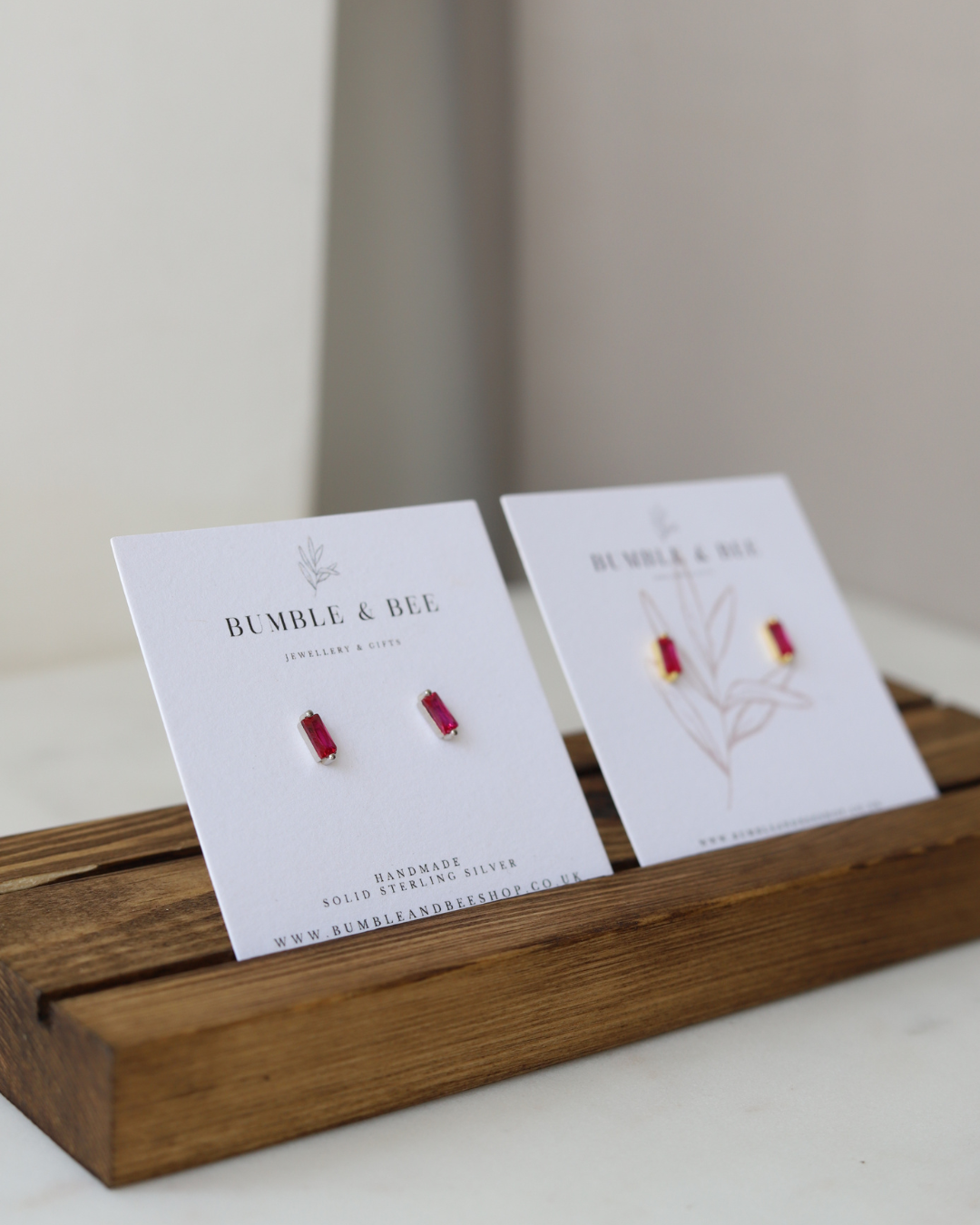 Rectangle Sparkle Stud Earrings in Sterling Silver/ Gold