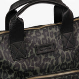 Khaki Leopard Print Backpack – Lightweight Nylon, Foldable, Laptop-Friendly