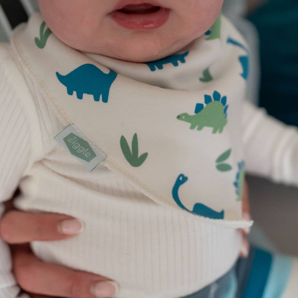 Ziggle Baby Bandana Bib — Dinosaur Print, Dribble Bib for Babies & Toddlers
