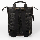 Khaki Leopard Print Backpack – Lightweight Nylon, Foldable, Laptop-Friendly