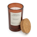 Amber & Patchouli Large Glass Candle With Cork Lid