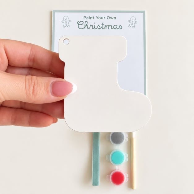 Paint Your Own Christmas Stocking Decoration Craft Kit, with Paints, Brush and Ribbon