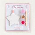 Paint Your Own Christmas craft kit with a star shape, pink ribbon, three paint pots and brush in a cellophane pack