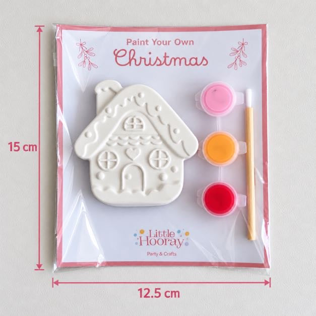 Paint Your Own Christmas Gingerbread House Craft Kit, Plaster Figure with Paints and Brush