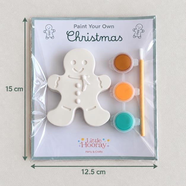 Paint Your Own Christmas Gingerbread Man Craft Kit, Plaster Figure with Paints and Brush