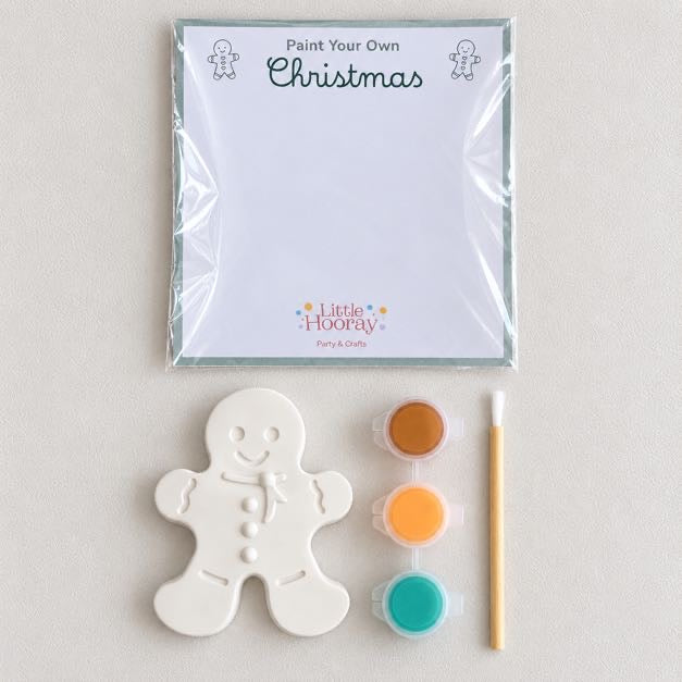 Paint Your Own Christmas Gingerbread Man Craft Kit, Plaster Figure with Paints and Brush