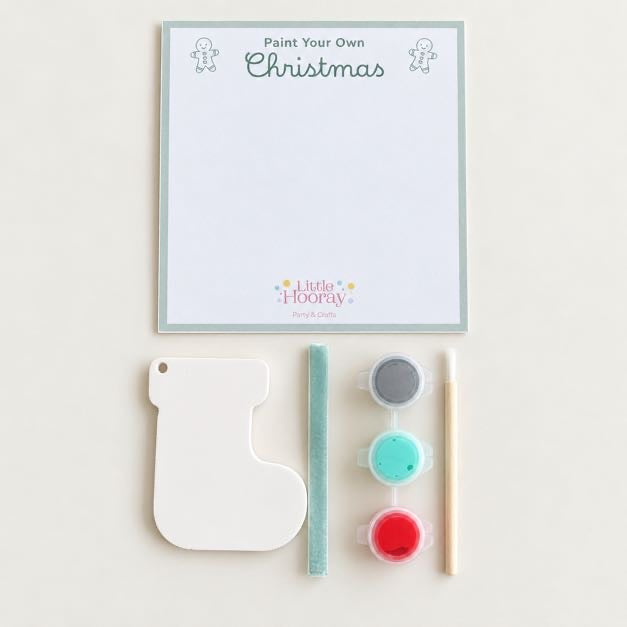 Paint Your Own Christmas Stocking Decoration Craft Kit, with Paints, Brush and Ribbon
