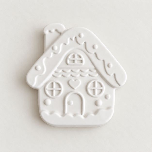 Paint Your Own Christmas Gingerbread House Craft Kit, Plaster Figure with Paints and Brush