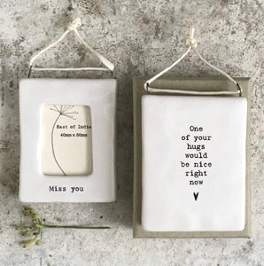 Miss You Porcelain Mini Hanging Frame - East Of India