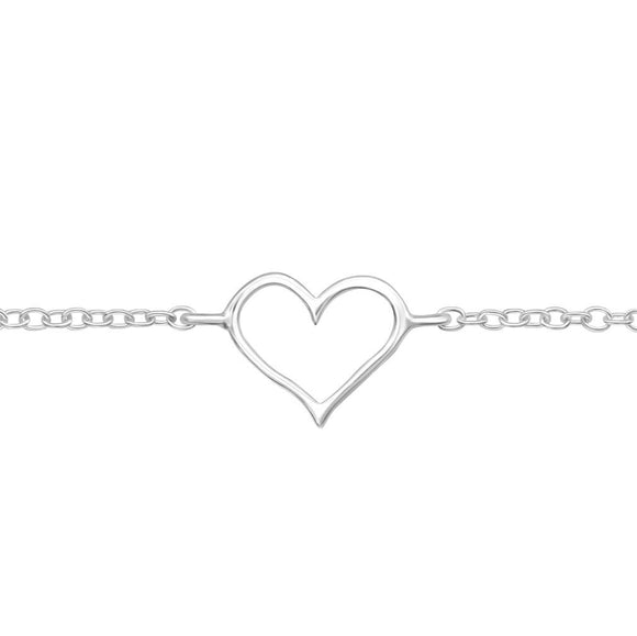 Heart Sterling Silver Chain Bracelet
