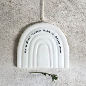 ‘The brightest rainbow’ porcelain hanger  - East Of India