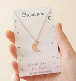 Cancer rose gold constellation moon necklace