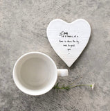 ‘Home Dog Greets You’ Heart Porcelain Coaster - East of India