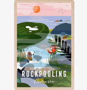 Rockpooling Seaside Wooden Postcard - The Wooden Postcard Company