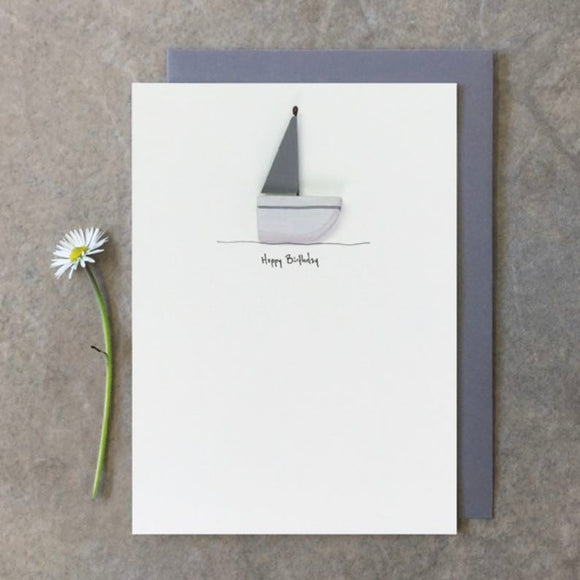 Happy Birthday Card Wooden Boat - East of India