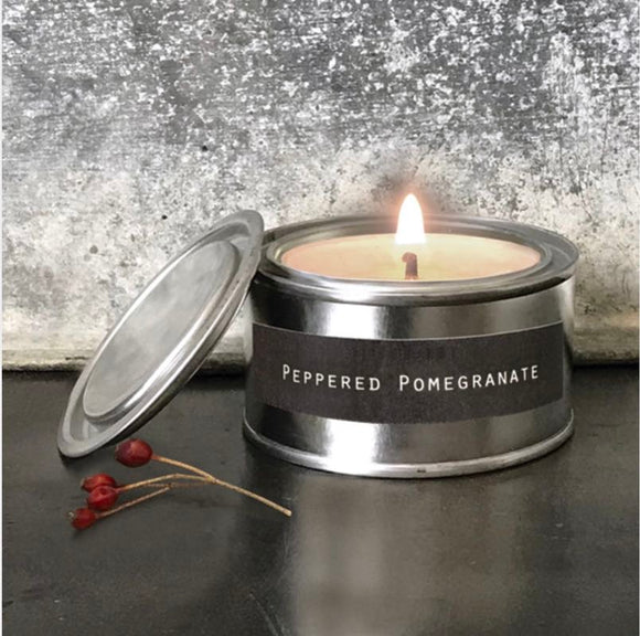 Peppered Pomegranate Tin Candle - East Of India