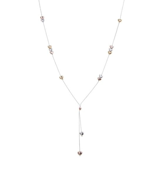 Rose Gold & Silver Plated Long Heart Necklace