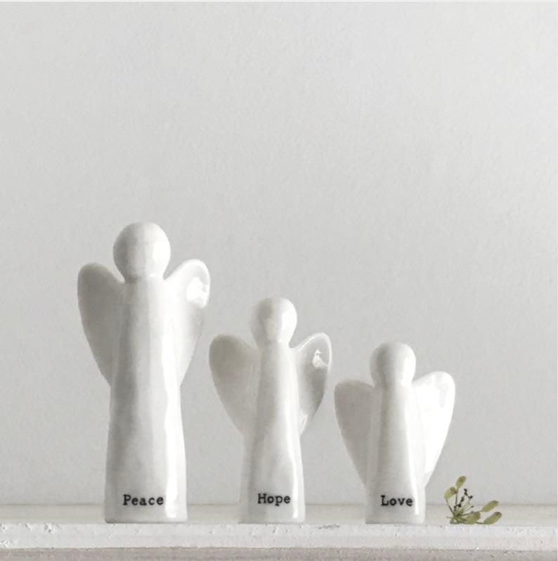 Peace’ ‘Hope’ and ‘Love set of 3 small standing angels