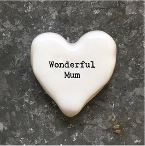 ‘Wonderful Mum' heart porcelain pebble - East of India