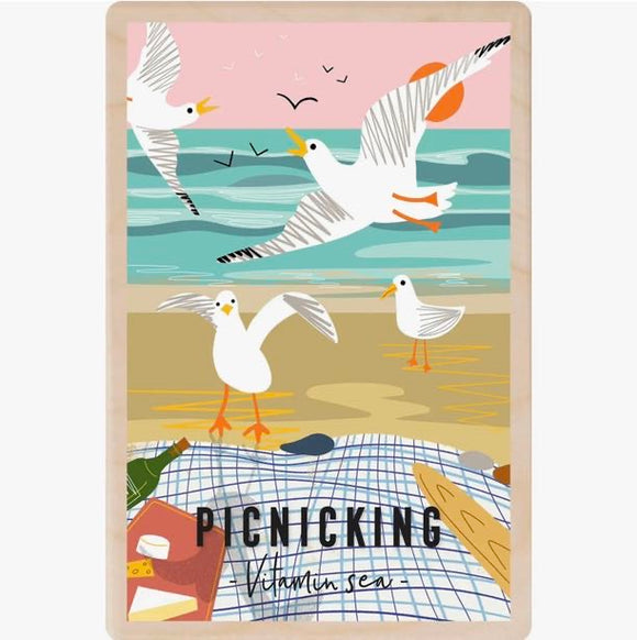 Picnicking Seaside Wooden Postcard - The Wooden Postcard Company