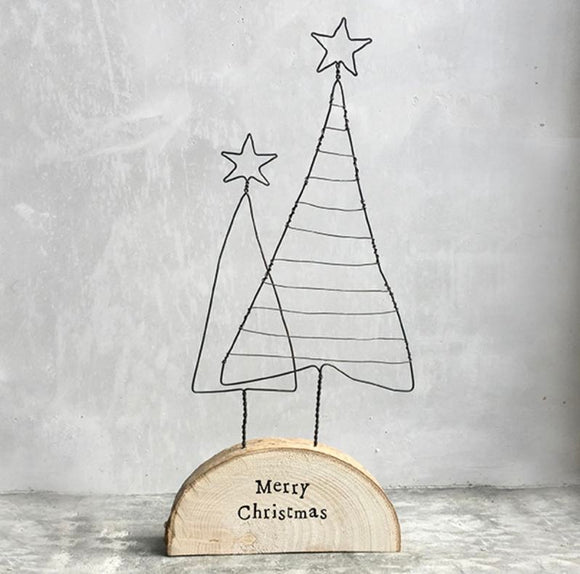 Merry Christmas Trees on Wood - East of India