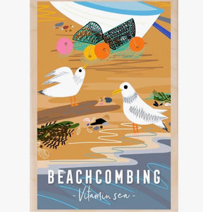 Beachcombing Seaside Wooden Postcard - The Wooden Postcard Company